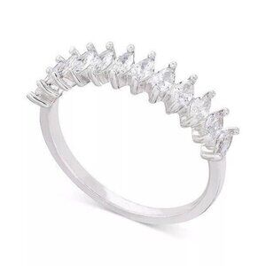 Stunning Silver Plate Ring (Size 8) Marquise CZ Chic Trendy Fashion Women's NWT